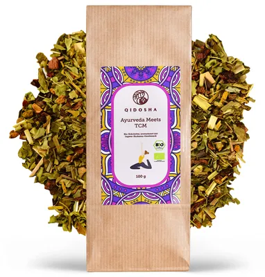 Produktbild von QIDOSHA Kräutertee mit Kurkuma, Moringa, Ingwer und Ginseng, lose, 100 g Tee