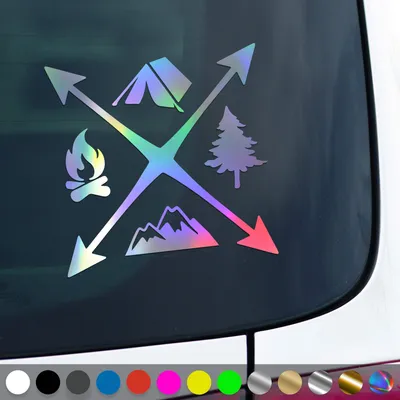 Produktbild von PantherPixel Camping Aufkleber Wandern Camper Bus Wohnmobil Zelten Sticker Auto Geschenkidee Farbe Oilslick-Hologramm