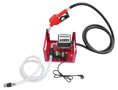 Produktbild von Diesel-Umfüllpumpe - Elektrische Kraftstoffpumpe - 200 W - 50 l/min - Durchflussmesser - Selbstansaugend - Automatische Abschaltung - Rot
