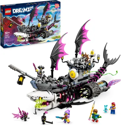 Produktbild von LEGO 71469 DREAMZzz Albtraum-Haischiff, Baue 2 Arten des Piraten-Boot-Spielzeuges, Modellbausatz mit 4 Minifiguren, Spielzeug für Kinder, Mädchen, Jungen, basierend auf der TV-Show