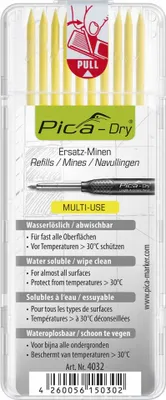 Produktbild von Pica Tieflochmarker DRY Ersatzminen gelb 4032