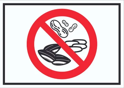 Produktbild von Nüsse und Kerne essen verboten Schild Symbol A1 Rückseite selbstklebend