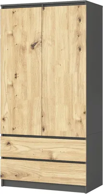 Immagine prodotto di Armadio a due ante - Contenitore per abbigliamento - Organizzazione dell'abbigliamento - Con ripiani - Larghezza 90 cm - Grigio grafite effetto legno