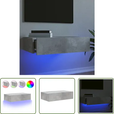 Produktbild von The Living Store TV-Schrank mit LED-Leuchten Betongrau 60x35x15,5 cm
