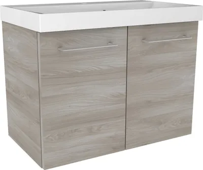 Zdjęcie produktu dla Szafka podumywalkowa FACKELMANN LIMA / Szafka łazienkowa z systemem cichego domykania / Wymiary (szer. x wys. x gł.): ok. 60 x 42 x 35 cm / Wysokiej jakości szafka łazienkowa / Korpus: brązowy / Front: brązowy