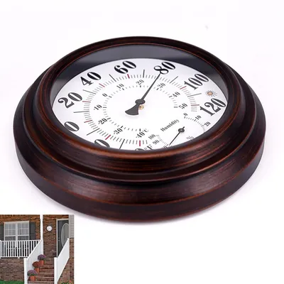 Produktbild von Retro Thermometer Hygrometer Metall – Hängendes Wandthermometer -40°C bis 50°C | Vintage Deko mit Luftfeuchtigkeit