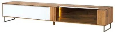 Produktbild von MASSIVMOEBEL24.DE Lowboard Wildeiche 200x43x42 natur geölt / Glas weiß WIEN #114