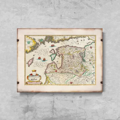 Produktbild von Poster - Canvas - Leinwand - 84,1 cm x 59,4 cm - Fotoposter - Leinwandkunst - Karte von Livonia