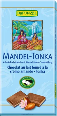 Produktbild von Rapunzel 1430150, Milchschokolade, 100 g, Mandel, 2411 kJ, 579 kcal, 38,36 g