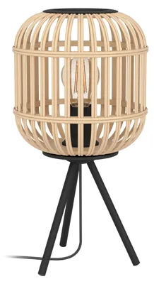 Imagen del producto de Lámpara de mesa Eglo Bordesley, color negro y natural, 40 x 21 cm, casquillo E27, máximo 60 W