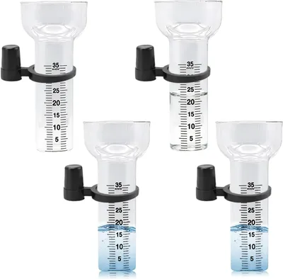 Produktbild von 4er Set Regenmesser: 35 mm Ersatzglas für trichterförmige Regenmesser mit 4 Halterungen, transparenter Niederschlagsmesser für Garten und Außenbereich