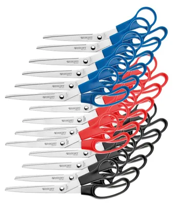 Image de Westcott E-31030 00-I : Ensemble de ciseaux de bureau, en plastique noir, bleu et rouge