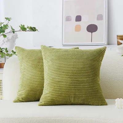 Productafbeelding van Solidchoice - Set van 2 Kussenhoezen in Grasgroen, 60 x 60 cm