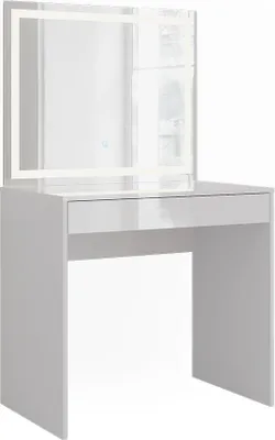 Produktbild von Schminktisch Vicco Sherry Weiß/Weiß Hochglanz 81.4 cm mit LED-Spiegel, Model 57678