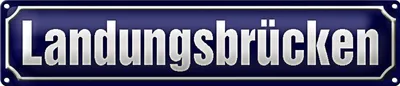 Produktbild von Blechschild Straßenschild 46x10cm Landungsbrücken Hamburg Dekoration