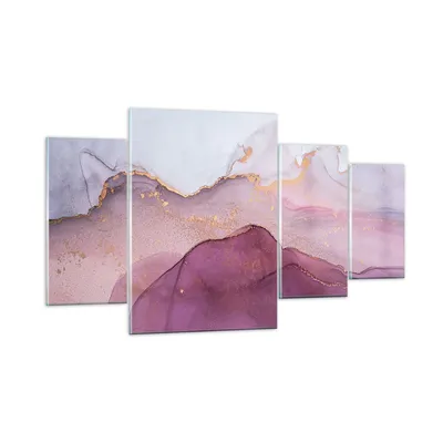 Produktbild von Bilder auf glas - 4 Teile - Marmor Pink Violett - 160x90cm - Glasbilder - Wandbilder - Bilder - zum Aufhängen bereit - Wanddekoration aus Glas - Glas Bilder - Wandbild auf Glas - GDL160x90-4668
