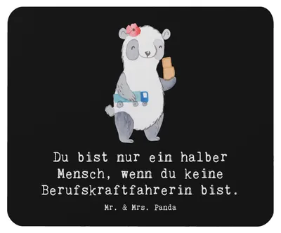 Produktbild von Mr. & Mrs. Panda Mousepad Berufskraftfahrerin Herz - Schwarz - Geschenk, mousematte, Mauspad, laptop, Mouse Pad, pc