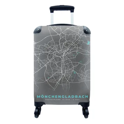 Produktbild von MuchoWow® Koffer Handgepäck Trolley Rollkoffer Kleine Reisekoffer mit 4 Rollen - Blau - Deutschland - Karte - Stadtplan - Mönchengladbach - Cabin Size < 55x40x23 cm & 55x40x20 cm - Fotokoffer - Kabinenkoffer - Boardgepäck - Reise-Box - Reisekoffer - Reisegepäck - Koffer mit Bild - Trolley für Kinder