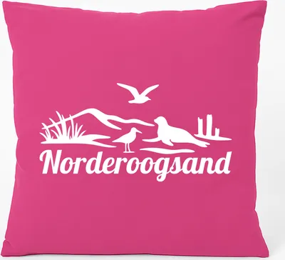 Produktbild von Huuraa Kissen Norderoogsand Strandmotiv 40x40cm mit Füllung Fuchsia Baumwolle Dekokissen Geschenkidee