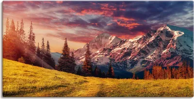 Produktbild von ARTland Leinwandbild Alpines Hochland Größe: 60x30 cm