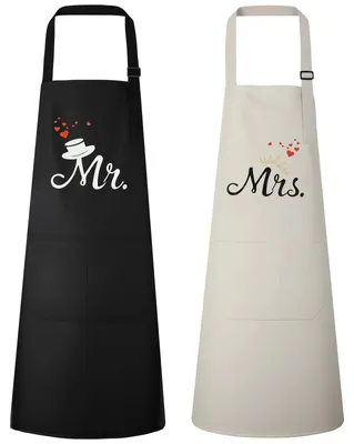 2er-Set Unisex-Küchenschürzen, wasserabweisend, mit 2 Taschen