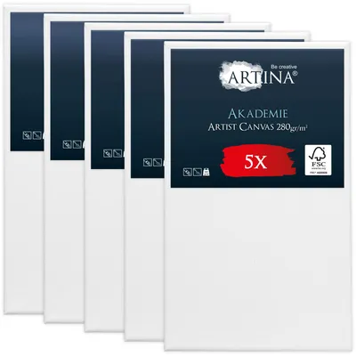 Produktbild von Artina Keilrahmen Leinwand Akademie, 70x120cm, 5er Set