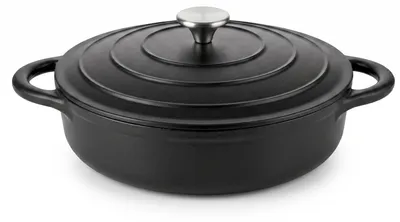 Produktbild von osoltus Gusseisen Servierpfanne m. Deckel Topf 28cm Emaille schwarz