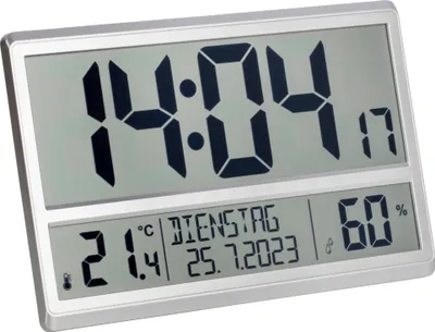Zdjęcie produktu dla Cyfrowy zegar XL sterowany radiowo TFA 60.4520 Temperatura wewnętrzna Data Wyświetlacz dnia tygodnia XL