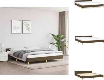 Produktbild von vidaXL Bettgestell mit Kopfteil Dunkelbraun 160x200 cm Stoff -  Betten & Bettgestelle