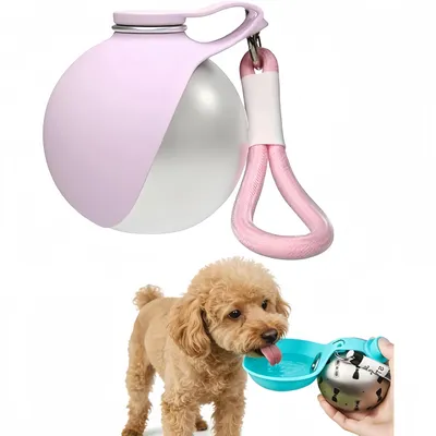 Produktbild von 304 Edelstahl Tragbare Hundetrinkflasche, Kompakt reise trinkflasche für kleine Hunde, BPA-frei, Auslaufsicher, für Outdoor Spaziergänge, Rosa