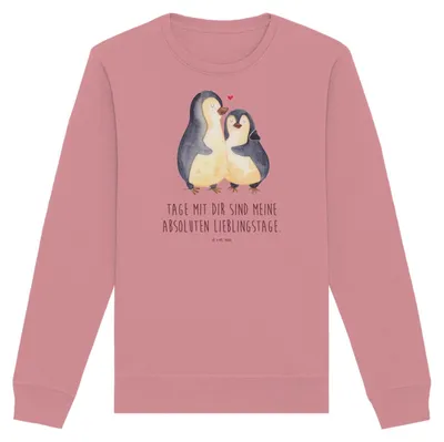 Produktbild von Mr. & Mrs. Panda Baumwoll Sweatshirt Pinguin umarmen Größe XS - Canyon Pink - Geschenk, Pulli, Liebe, Hochzeitstag, Pullover, Sweater, Hochzeitsgeschenk