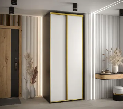 Produktbild von Kleiderschrank YVONA 1 – 120/60 cm, schwarz/weiß/gold