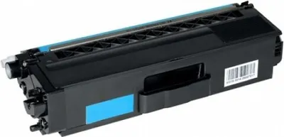 A cyan toner cartridge for a Brother printer is shown against a white background.