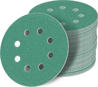 Produktbild von 125 mm green Exzenter Schleifscheiben Sortiment SET 50 Scheiben P2000 P1500 P1200 P1000 P800 , 8 Loch Klett Schleifpapier