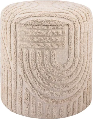 Produktbild von WOHNLING Dekohocker mit Stauraum aus Baumwolle rund Ø40×45 cm Sitzhocker mit abnehmbarem Deckel Beistellhocker Beige Polsterhocker Boho für Wohnzimmer