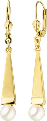 Produktbild von JOBO Ohrhänger 375 Gold Gelbgold teil matt 2 Akoya Perlen Ohrringe Perlenohrringe