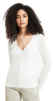 Produktbild von Desigual Damen Nadja gestreifte cremefarbene Bluse XL