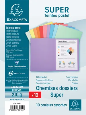 Produktbild von EXACOMPTA Aktendeckel SUPER 250 DIN A4 farbig sortiert 10 Aktendeckel