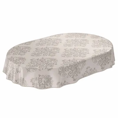 Produktbild von Tischdecke Wachstuch Ornamente Beige Robust Wasserabweisend Oval Breite 140 cm Länge 200 cm