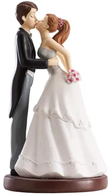 Produktbild von Dekora - Küssendes Brautpaar Figur für Hochzeitstorte 16 cm, Schwarz/Weiß