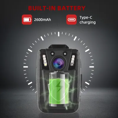 Produktbild von 4K-Koerperkamera mit Audio- und Videoaufzeichnung Tragbarer Body-Cam-Camcorder LCD-Bildschirm IR-Nachtsicht Bewegungserkennung Loop-Aufzeichnung Eingebauter 64-GB-Speicher fuer die Zustellung durch Strafverfolgungsbehoerden Persoenliche Reisen