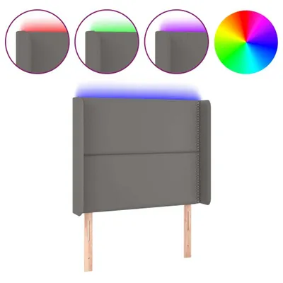 Produktbild von vidaXL LED Kopfteil Grau 103x16x118/128 cm Kunstleder