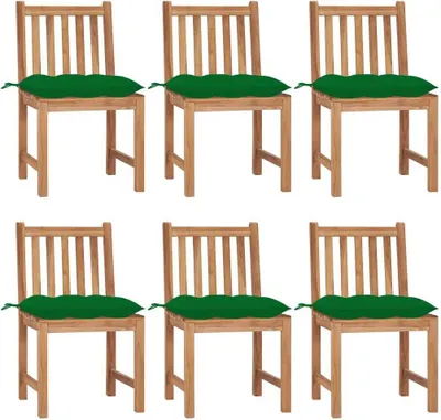 Produktbild von Gartenstühle 6 Stk. mit Kissen Massivholz Teak