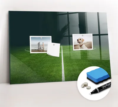 Produktbild von Magnetpinnwand Memoboard - Zubehörsatz - Weißer Marker + Schwamm + Magnete - 60 x 40 cm - Fußballplatz
