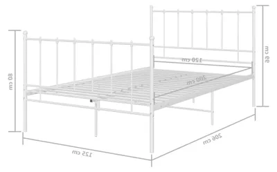 Produktbild von Metallbett Schlafzimmerbett Bettgestell Bettrahmen mit Lattenrost Doppelbett Weiß 120x200cm