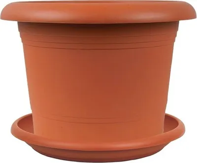 Produktbild von Pflanzkübel Garten Blumentopf Zylinder + Untersetzer 20cm Durchmesser Terracotta