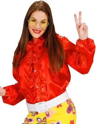 Produktbild von ROTE BLUSE MIT RÜSCHEN aus Satin (M)