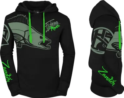 Produktbild von HOTSPOT DESIGN Fishing Mania ZANDER, M, schwarz-grün, Hoodie, 010300602
