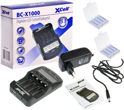 Immagine prodotto di Caricabatterie rapido con display LCD + 8x eneloop AAA Micro + 2x scatola batterie