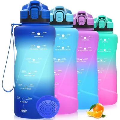 Immagine prodotto di Borraccia sportiva da 500 ml - 2 litri, in Tritan senza BPA, con indicatore del tempo, a prova di perdite